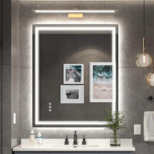 30x36 Inch Led Mirror for Bathroom with Front Light and Backlit, Dimmable Anti Fog Wall Bathroom Mirror with Led Lights, Water Proof, Decor Vanity Mirror