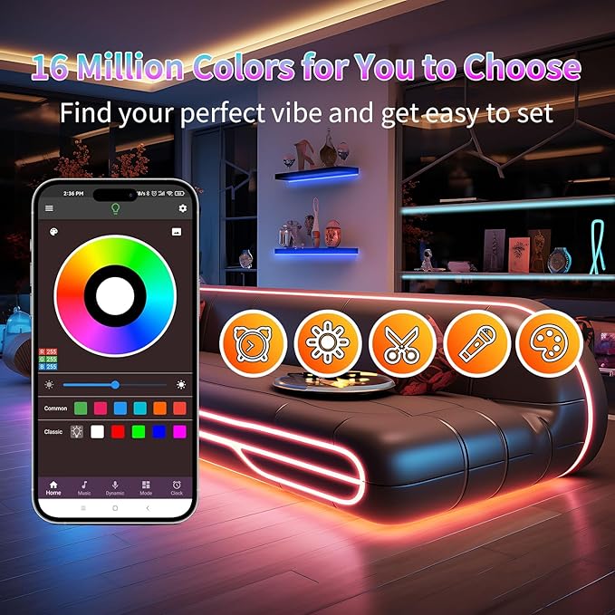 150FT LED Lights for Bedroom, RGB LED Strip Lights Music Sync Color Changing Effects, DIY Cuttable Led Light Strip with Remote and App Control Led Lights for Room Decor Aesthetic and Parties