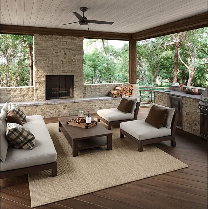 Hunter 52 inch Outdoor or Indoor Ceiling Fan No Light - Bronze Ceiling Fan without Light, For Patio, Porch, Garage, or Living Room, Standard Mount, 3 Blades, Pull Chain - Cassius 59261, New Bronze