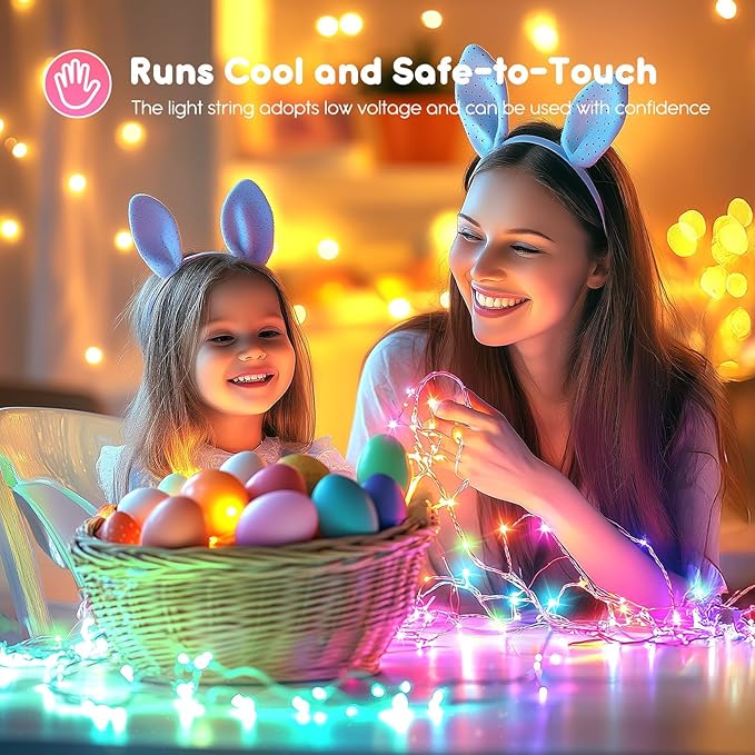 Brightown 12 Pack Easter Day Pastel LED Fairy Lights Battery Operated - Waterproof Silver Wire 7 ft 20 LED Firefly Lights for Easter Day Decor DIY Craft Party Bedroom