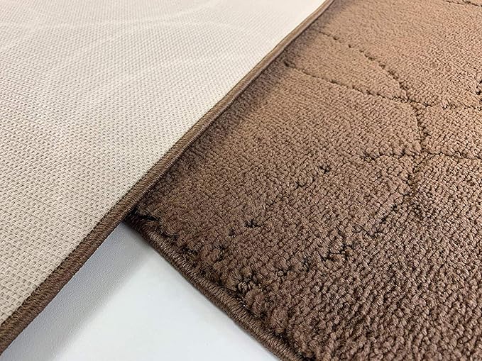 Custom Size Modern Geometric Pattern Carpet Runner Rug for Hallways, Slip Resistant Latex Rubber Backed, 31 inch Wide X Customized Length, Circles Brown, 31 inch X 8 feet