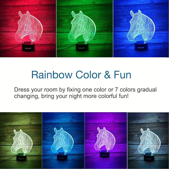 Horse 3D Decor Lamp Gifts for Boys Girls Room, Night Light Toys with Remote, Bedside Nightlight for Kids Baby