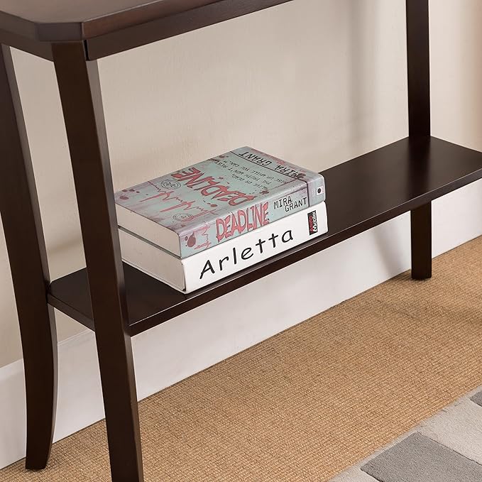 Leick Home Boa Console Table, Solid Wood, Bottom Display Shelf, Narrow Depth, Easy-Assembly, For Living Room/Hallway, Chocolate Cherry, 38.0 in. W x 14.0 in. D x 30.0 in. H, 10332