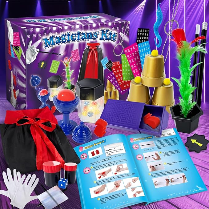 Magic Kit, Magic Tricks with Magician Costume for Kids, Magic Set for Kids Ages 6 7 8 9 10 11 12 Year Old