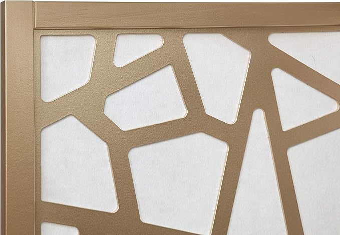 Roundhill Furniture Giyano 4 Panel Screen Room Divider, Gold