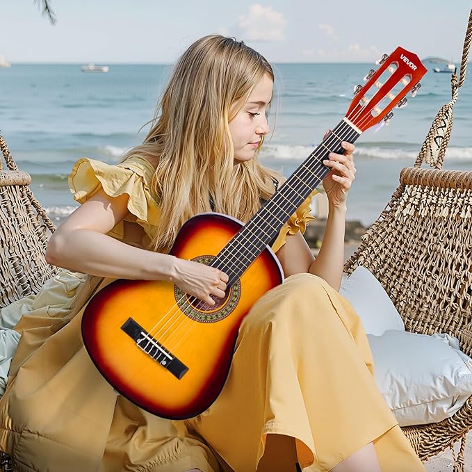 VEVOR Acoustic Guitar, Classical Guitar Starter Kit for Beginners, with Nylon Strings, Basswood Guitar, for Kids Adults Girls Boys Students