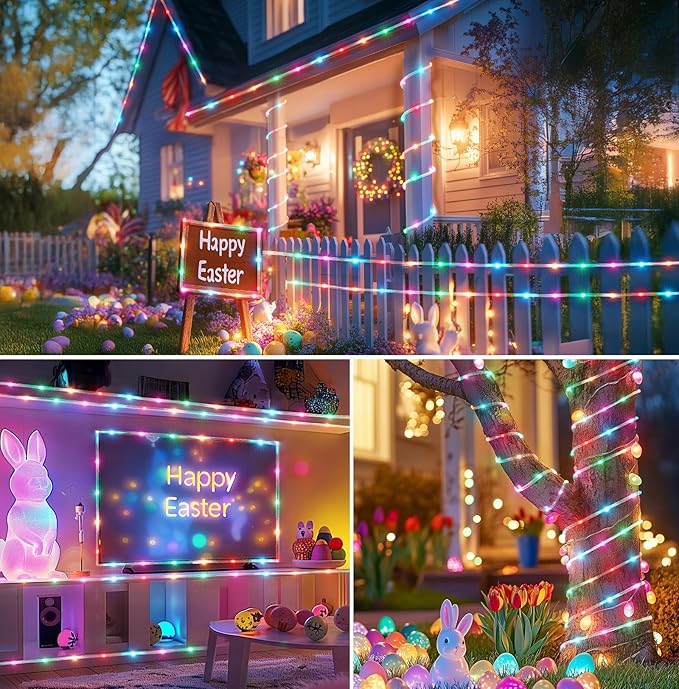 Brightown Rope Lights Outdoor, 66 FT 24 Color Changing String Lights with Remote, 200 LED String Lights Indoor Bedroom, Rope Light for Outside, Waterproof Christmas Lights for Outdoor Decoration