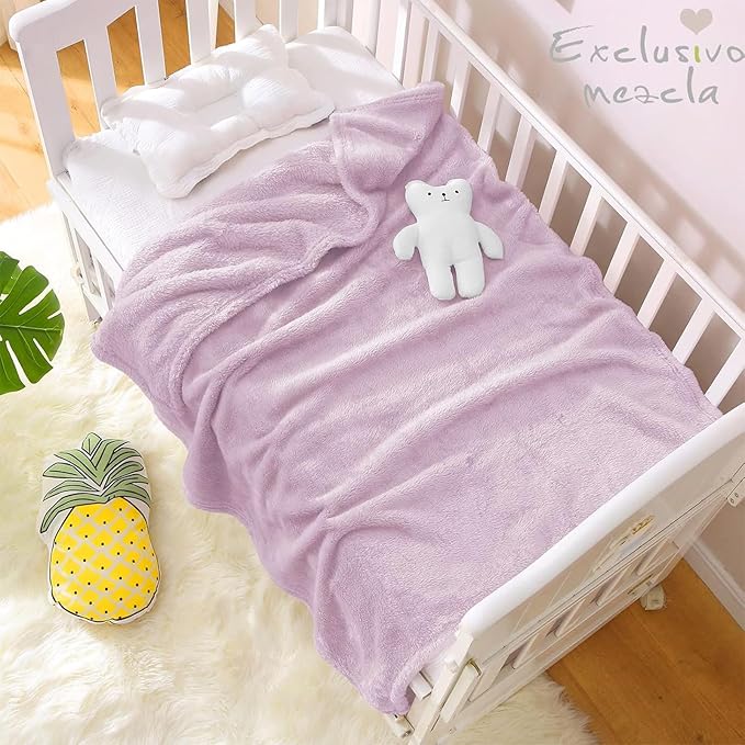 Exclusivo Mezcla Plush Fuzzy Fleece Throw Blanket, Super Soft, Fluffy and Warm Blankets for Couch, Bed, All Season Use (40x50 Inches, Light Purple)