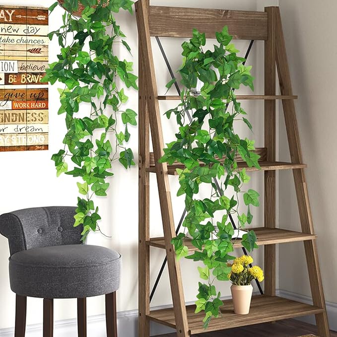 RECUTMS Fake Vines 4pcs Artificial Ivy Hanging Plant Silk Leaves Faux Greenery Garland for Room Indoor Outdoor Garden Door Wall Baskets Wedding Party Table Balcony Decor