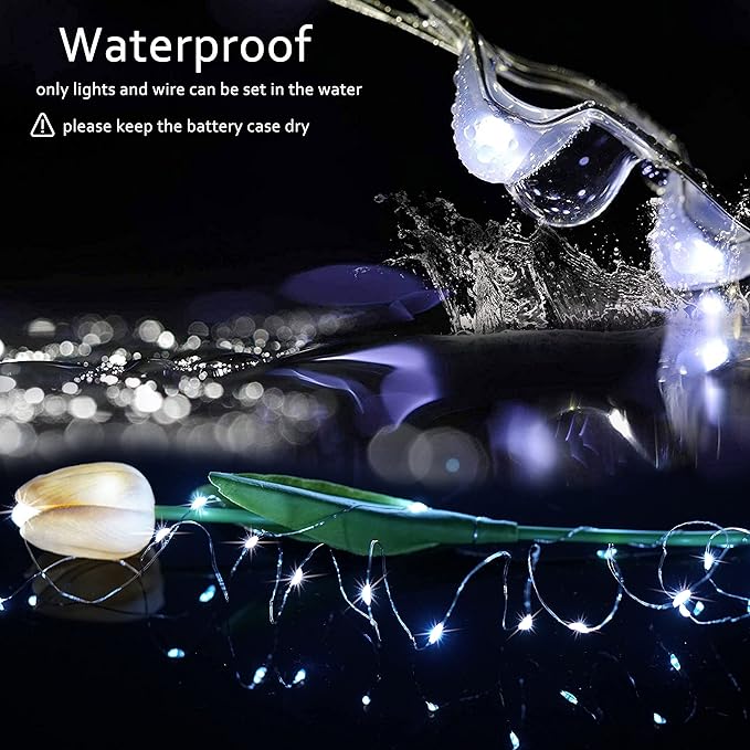Christmas Fairy String Lights,15 Packs 20 LEDs Battery Operated 6.6FT Silver Copper Wire Starry String Light for DIY Bottle Jars Costume Wedding Party Easter Table Decorations (5 Colors)