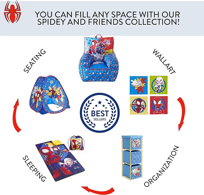 Idea Nuova Marvel Spidey and His Amazing Friends Collapsible Toy Storage Trunk,Durable Organizer with Soft Lid, 28.5" x 14.5" x 16"