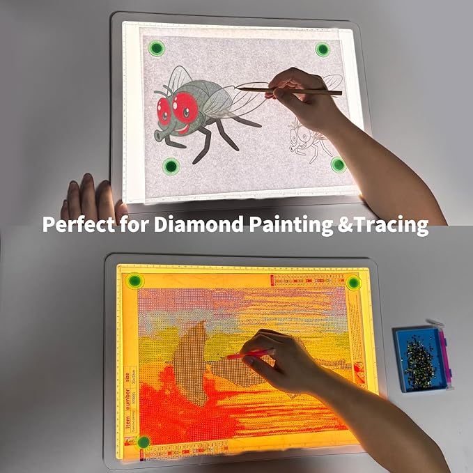 Phylosal Rechargeable A3 LED Light Pad with Built-in Stand, Magnetic Tracing Light Box for Drawing, Diamond Art Light Board with Side Button, Super Bright Light Table for Diamond Painting, Sketching