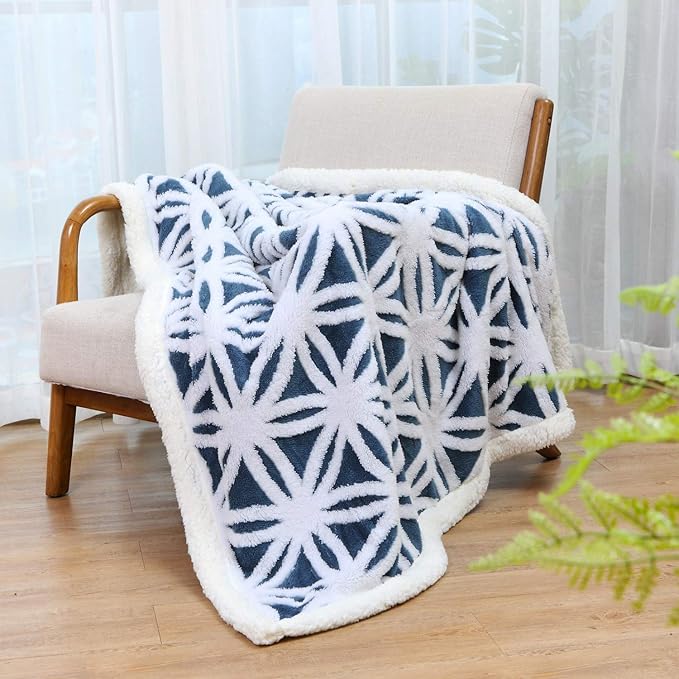 LOMAO Sherpa Fleece Blanket Fuzzy Soft Throw Blanket Dual Sided Blanket for Couch Sofa Bed (Navy, 90''x90'')