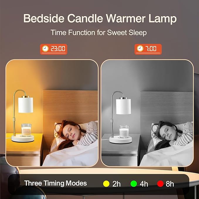 CASTLELIFE Candle Warmer Lamp with Timer & Dimmer, Height Adjustable Electric Wax Melt Warmer for Jar Candles, Gifts for Mom Home Decor, White Gold