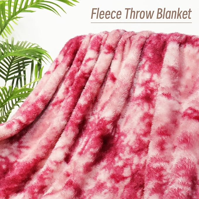 Exclusivo Mezcla Plush Fuzzy Fleece Throw Blanket Extra Large, Super Soft, Fluffy and Warm Blankets for Couch, Bed, Suitable for All Seasons (50x70 Inches, Tie Dye Pink)