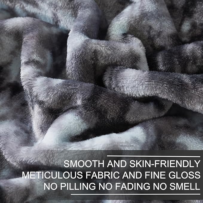 Richave Fuzzy Blanket for Couch - Tie Dye Grey,Premium Lightweight Anti-Static, Cozy and Furry Faux Fur, Reversible Throw Blankets for Sofa and Bed, 50x60 Inches,Tie Dye Grey