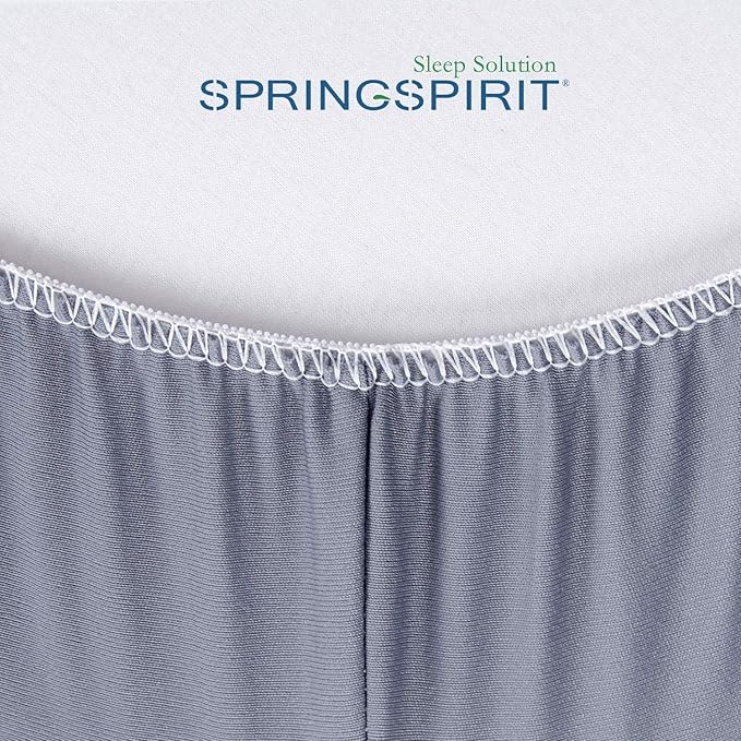 Box Spring Cover Queen Size, Alternates for Bed Skirt, Smooth and Elastic Woven Material Wrap Around 4 Sides of The Box Spring, Wrinkle & Fading Resistant, Washable, Dustproof, Gray