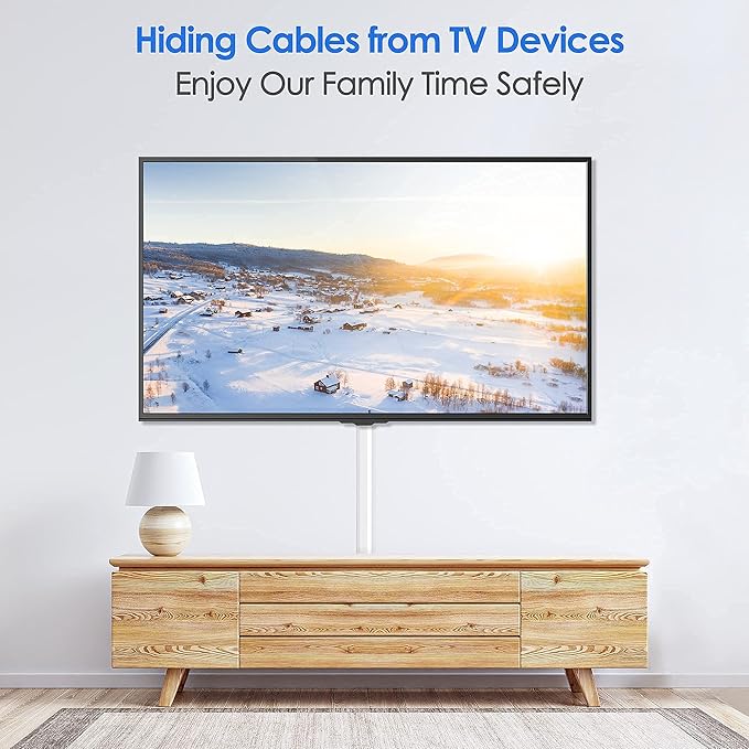 Yecaye Cord Hider, 125In Cord Covers for Wall Mounted TV, White Cable Management Kit, Wire Hiders and Concealer for 3 Cords on Wall, W0.98in H0.51in, White