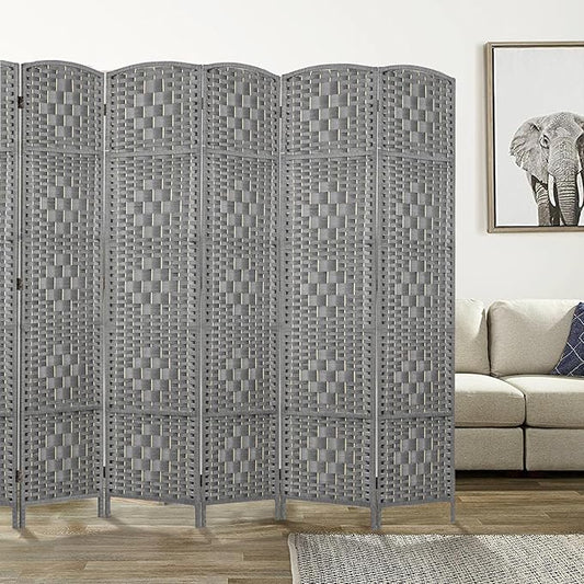 Rose Home Fashion 6 ft Tall Room Divider, Room Dividers and Folding Privacy Screens, 15.7in Privacy Screen 6 Panel Partition Temporary Wall Separation for Private, Grey