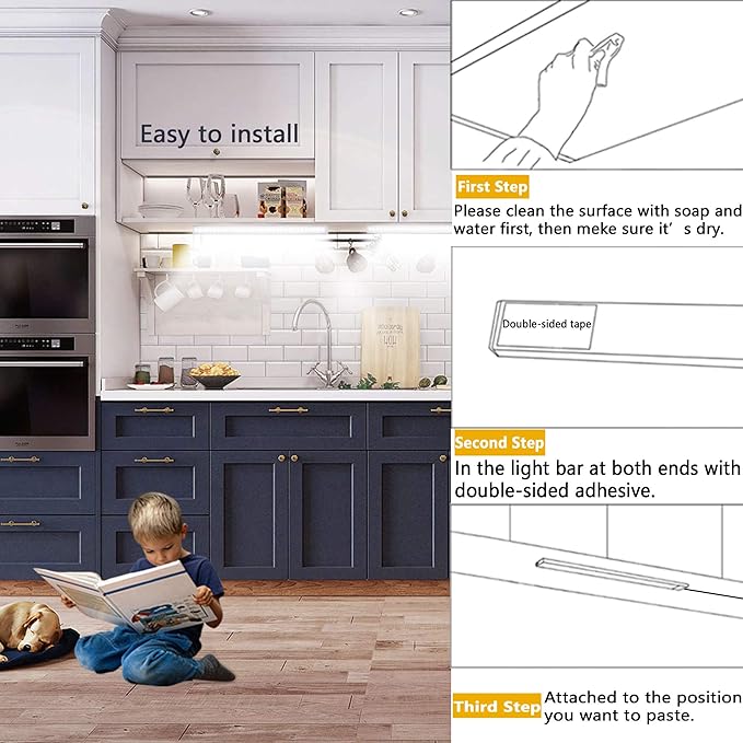 12 Inch Under Cabinet LED Light with Memory Function, Cold White 6000K, Slim Dimmable Workbench Light, Without Plug