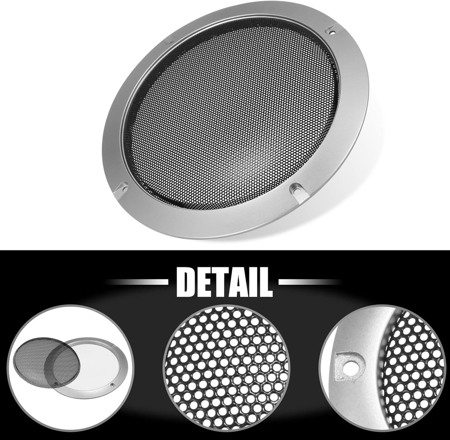 X AUTOHAUX 6.5" Speaker Grille Cover, Mesh Trim Round Subwoofer Grille Horn Protective Guard for Car