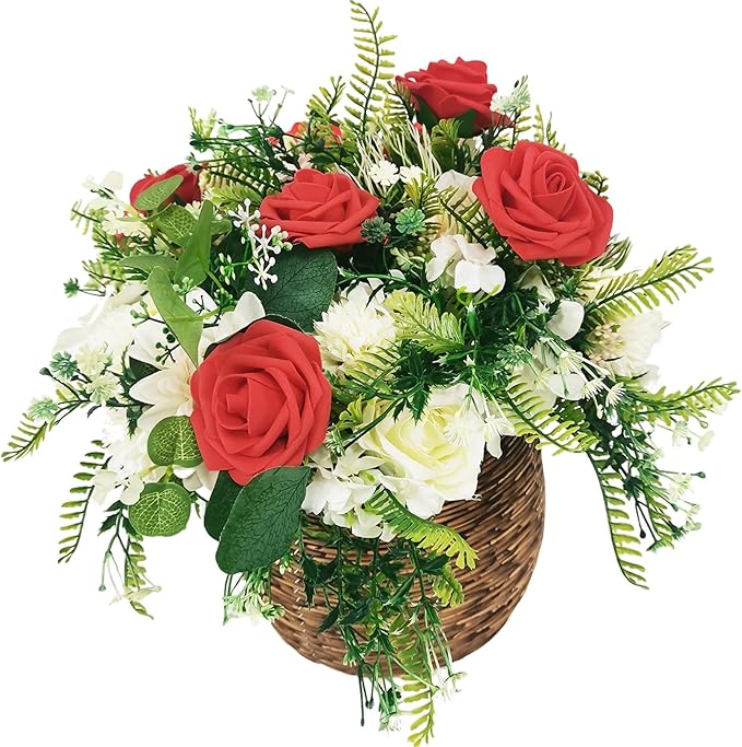 Artificial Flowers 25pcs Fake Roses, Red Foam Rose Faux Flower for DIY Wedding Bouquets Bridal Shower Centerpieces Floral Arrangements Home Decorations Party Backdrops Table