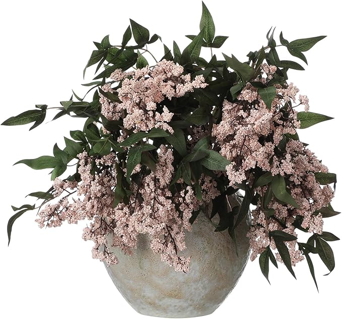 Zeyune 3 Pcs Fall Artificial Dusty Plum Stem Plum Sedum Berry Stem Autumn Faux Berry Picks Branches Faux Spray for Home Halloween Thanksgiving Farmhouse Mantel Harvest DIY Decorations (Pink)