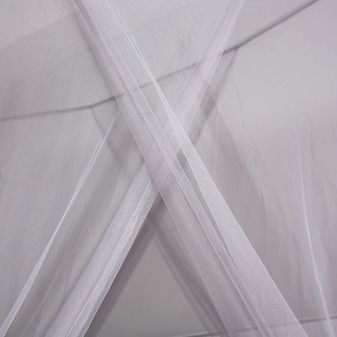 Mengersi 4 Corner Post Elegant Canopy Bed Curtains for Full Queen King Bed,Mosquito Net Suitable for Indoor Outdoor Net(Gray, L87xW79xH98 inch)