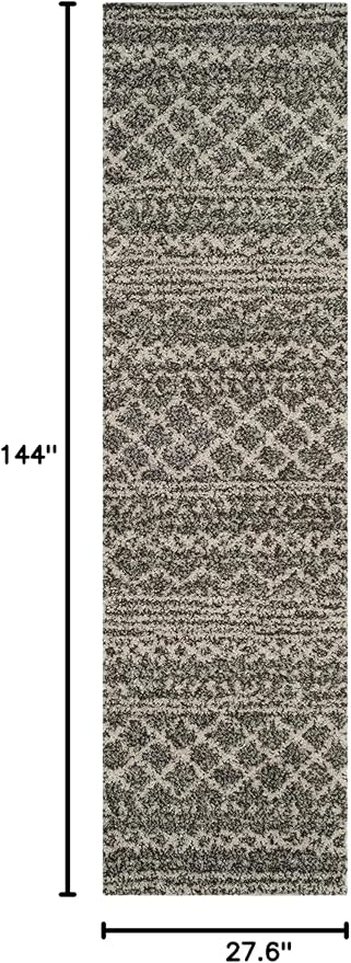 SAFAVIEH Arizona Shag Collection Runner Rug - 2'3" x 12', Brown & Ivory, Moroccan Design, Non-Shedding & Easy Care, 1.6-inch Thick Ideal for High Traffic Areas in Living Room, Bedroom (ASG741B)