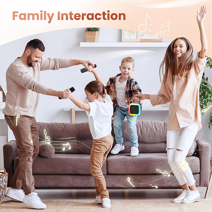 Mini Karaoke Machine for Kids Adults, Portable Bluetooth Speaker with 2 Wireless Karaoke Microphones,2025 TOP Birthday Gifts Toys for Boys 3,4, 5, 6, 7, 8+Years Old Toddler Karaoke Player