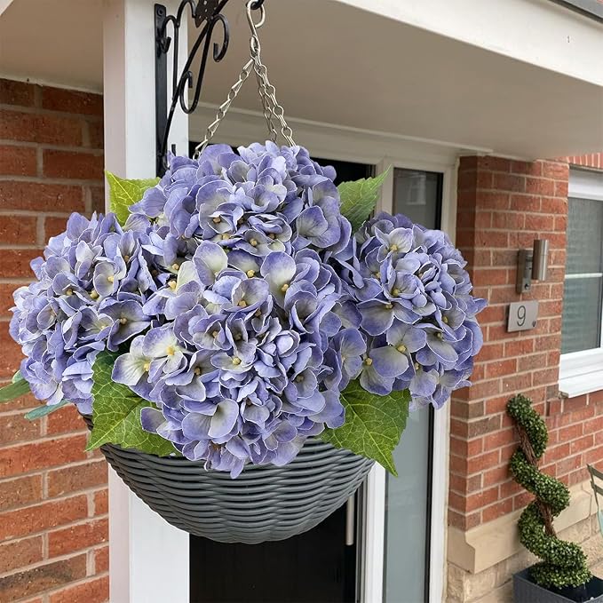 Light Purple Boho Real Touch Flowers,4PCS 21" Lifelike Artificial Hydrangeas with Stems for Indoor Outdoor Wedding Bouquet Table Centerpieces Home Baby Showers