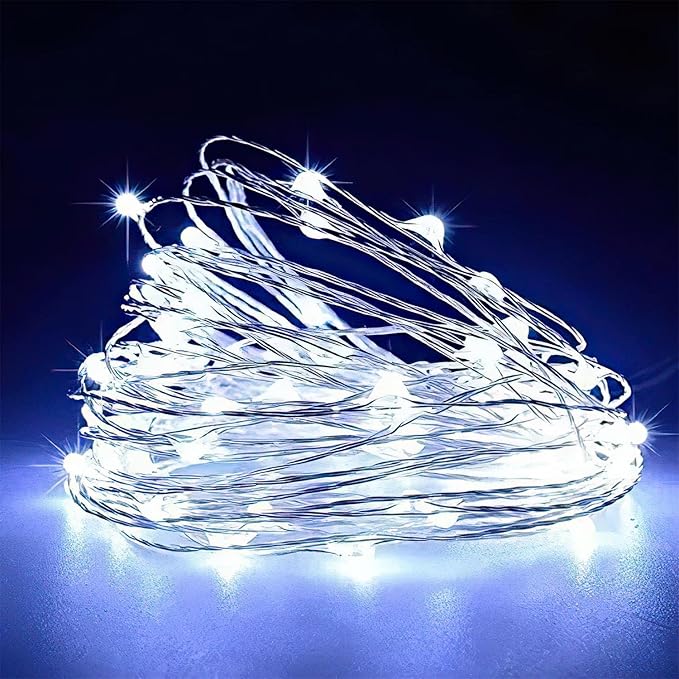 Homemory 2 Pack 33 Ft 100 LED Fairy Lights Battery Operated String Lights with Remote Waterproof 8 Modes Firefly Twinkle Christmas Lights for Outdoor Wedding Decorations(Cool White)