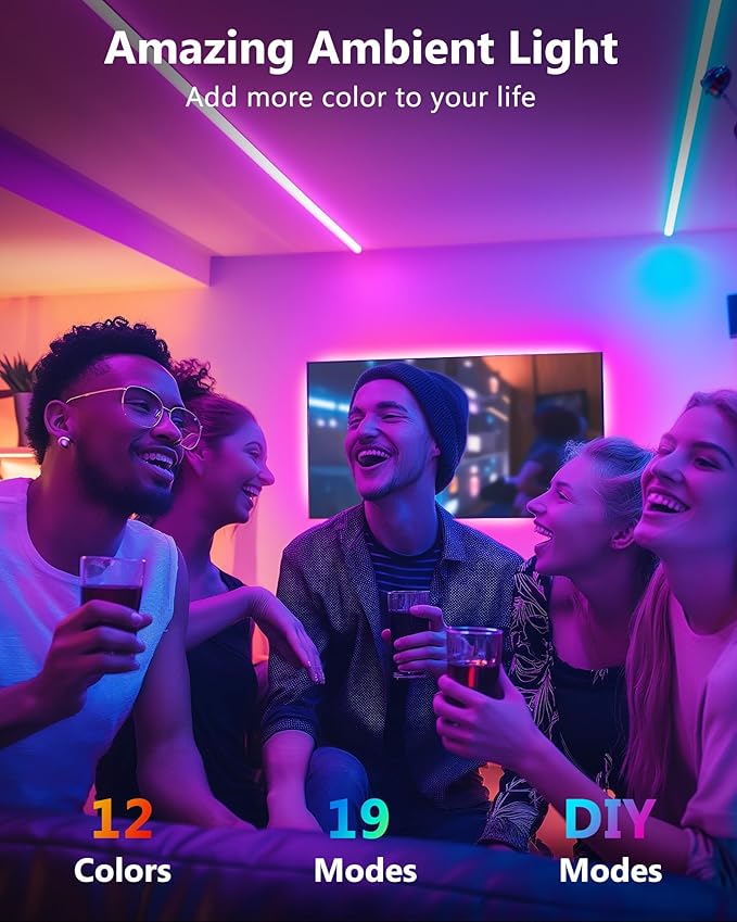 Hitlights LED Strip Lights 3 Pcs 1.64FT RGB Small LED Light Strips Kit Dimmable RGB 5050 Color Changing Tape Lights TV Backlight Display Case Lights Shelves Lighting with RF Remote & UL-Listed Adapter