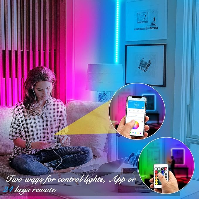 DAYBETTER Led Strip Lights 100 ft Smart with App Remote Control, 5050 RGB for Bedroom, Living Room, Home Decoration, Music Sync Color Changing for Room Party(2 Rolls of 50 ft)