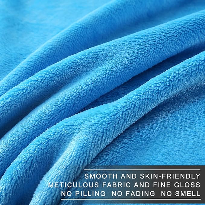 Polar Fleece Blankets Twin Size Light Blue for The Bed Extra Soft Brush Fabric Super Warm Sofa Blanket 66" x 90"(Lake Blue Twin)