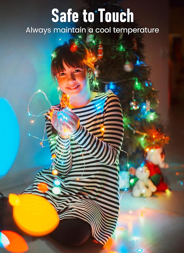 Minetom Fairy Lights Battery Operated, 2Pcak 33Feet 100 LEDs Mini Battery Powered String Lights, Waterproof Twinkle Lights Mason Jar Lights for Indoor Home Wedding Christmas Decoration, Multicolor