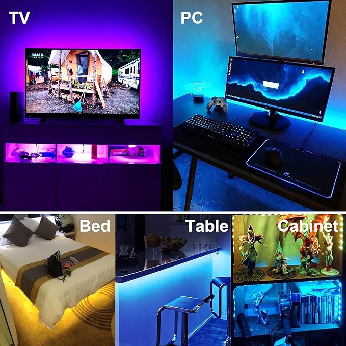 maylit Tv Led Backlight, 16.4ft Led Strip Lights for 75-85in Tv, Tv Lights kit with Remote, RGB Bias Lighting for Room Decor