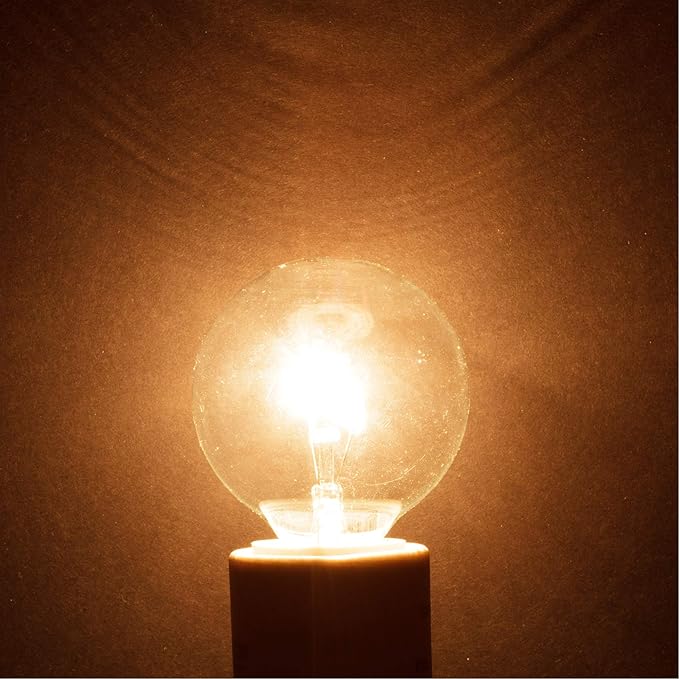 Simba Lighting Small Globe G16.5 Round Bulb 25W E12 Candelabra Base (10 Pack) for Chandelier, Ceiling Fan, Decorative Vanity Lights, Sconce, Aromatic Wax Warmer, Clear Glass 110V 120V 2700K Warm White