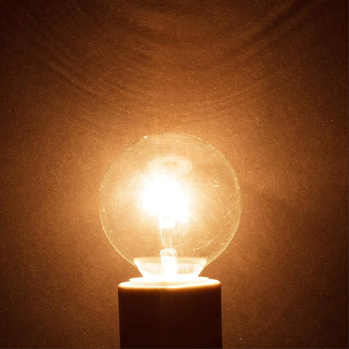 Simba Lighting Aromatic Wax Warmer Small Globe G16.5 Round Bulb 25W E12 Candelabra Base (4 Pack) for Chandelier, Ceiling Fan, Decorative Vanity Lights, Sconce, Clear Glass, 110V 120V, 2700K Warm White