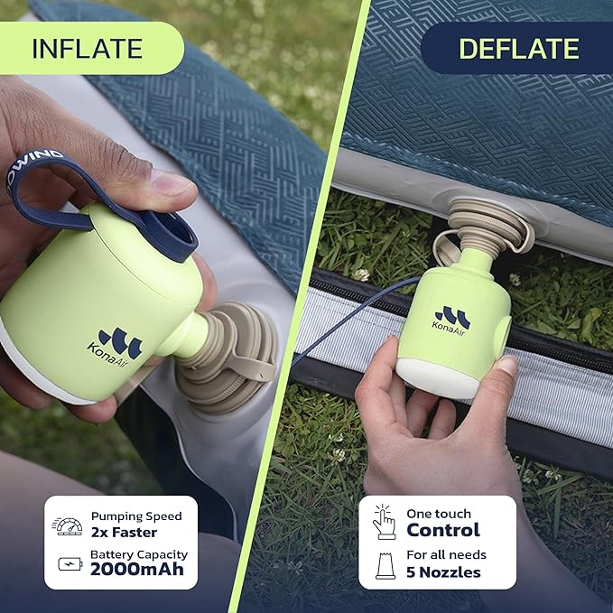 Woowind Electric Air Pump, Cordless Air Mattress Pump for Pool Floats, Swimming Rings, Air Bed, Air Sofa, Rechargeable Battery Powered