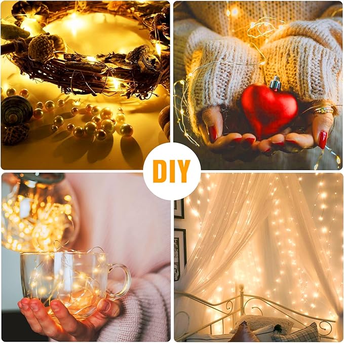 Onforu 16 Pack Warm White Fairy Lights Battery Operated String Lights, 6.5ft IP67 Waterproof Twinkle Light for Mason Jar Wedding Centerpiece Decor Christmas Bedroom