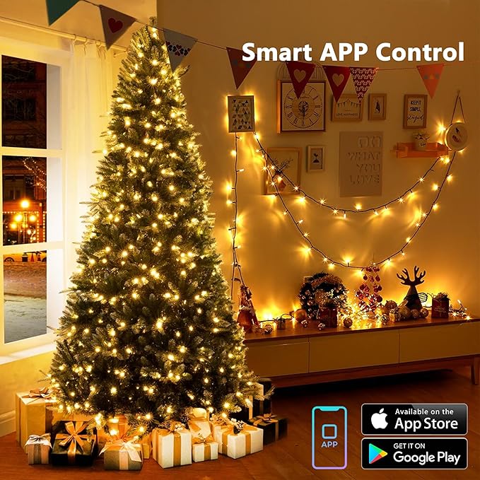 Brizled Smart Christmas Tree Lights, 66FT 200 LED Color Changing Christmas String Lights App & Voice Control, Warm White & Multicolor WiFi Xmas Light Music Sync for Indoor Outdoor Xmas Wedding Party