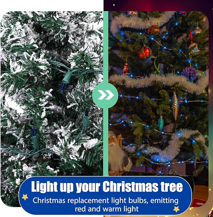 Mudder 200 Count 2.5V Christmas 50/100/150/200 Count Mini Incandescent Wire String Lights Replacement Bulbs Indoor/Outdoor Christmas Lights Decorations for Home Xmas Tree(Blue)