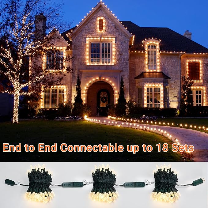 Brizled Gentle Twinkle C5 Christmas Lights, 33ft 100 LED Christmas String Lights, Connectable 120V Warm White Xmas Tree Light Indoor Outdoor Twinkle Xmas Light for Tree Home Holiday Wedding Decor