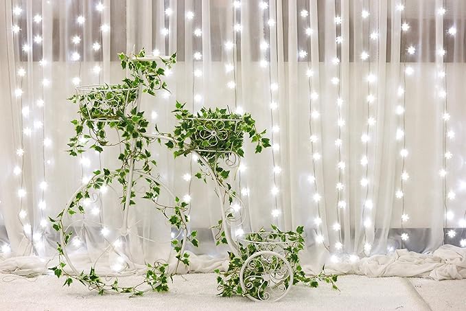 2 Packs 100 LED Christmas Snowflake String Lights Hanging Decorations - Winter Wonderland Lighted Decor for Holiday Xmas Indoor Outdoor Party Supplies (42.6ft,Batteries Not Included)