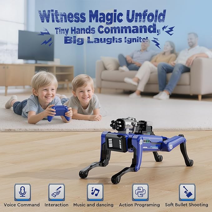 Smart Robot Dog - Interactive STEM Pet with Voice & Remote Control, 30+ Lifelike Actions, Programmable Play, 25m Range, Durable & Safe - Best Gift for Kids 6-12