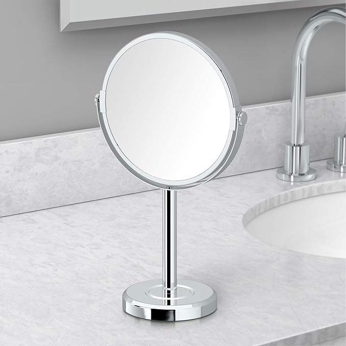 Gatco 1386C Latitude II Minimalist Bathroom Counter Top Vanity, 3x Magnification Makeup Mirror, 12.5" Height, Chrome