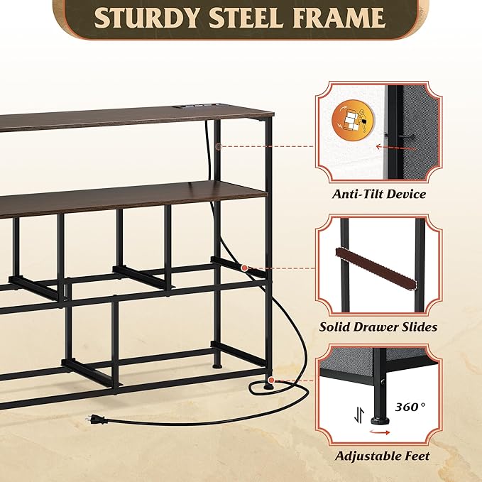 WLIVE 5 Drawer Dresser TV Stand for 45 Inch TV, Entertainment Center with Open Shelf and Power Outlet, Chest of Drawers for Bedroom, Living Room, Closet, Dark Grey