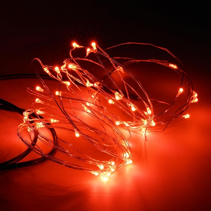 Karlling USB Plug in LED Fairy Lights,5 Packs of 50 LED Bulbs 16 Ft Silver Wire Waterproof Starry String Lights for Bedroom Patio Garden Party Wedding Commercial Lighting (Red)