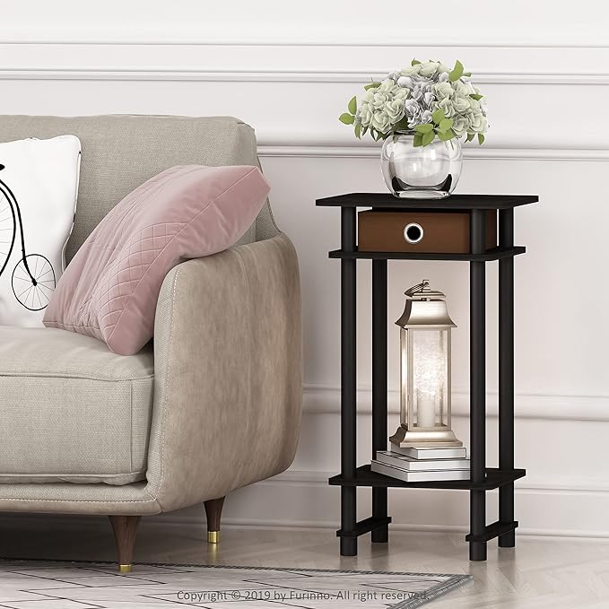 Furinno Turn-N-Tube End Table, 2-Pack, Espresso